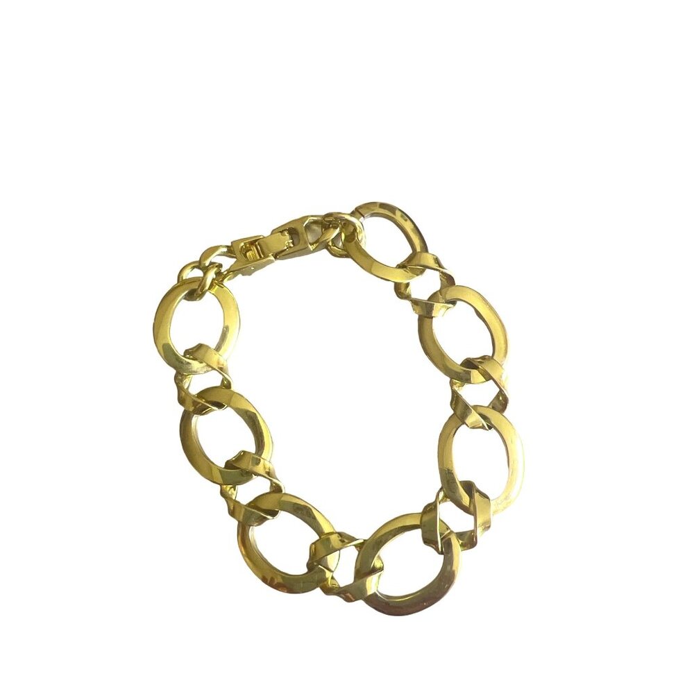 Vintage Gold Plate Simple Classic Chain Link Bracelet 7.5